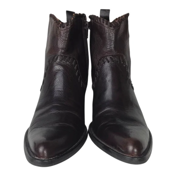 GIANNI BINI Leather Dandy Brown Western Style Booties size 7 - Picture 3 of 13